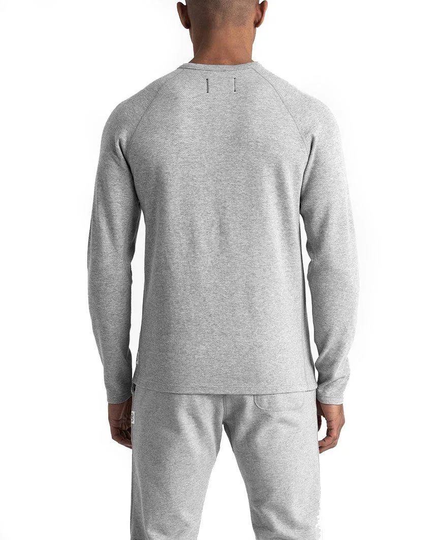 Henley Long Sleeve Mesh Flatback Heather Grey