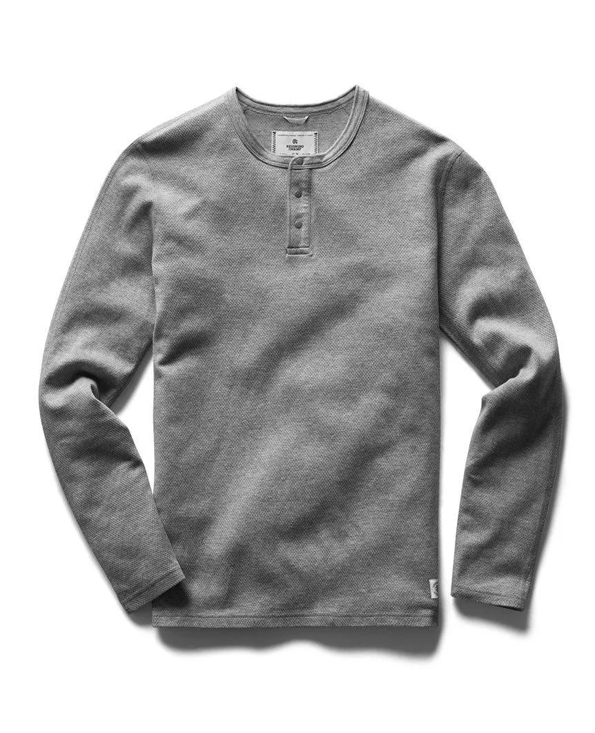 Henley Long Sleeve Mesh Flatback Heather Grey