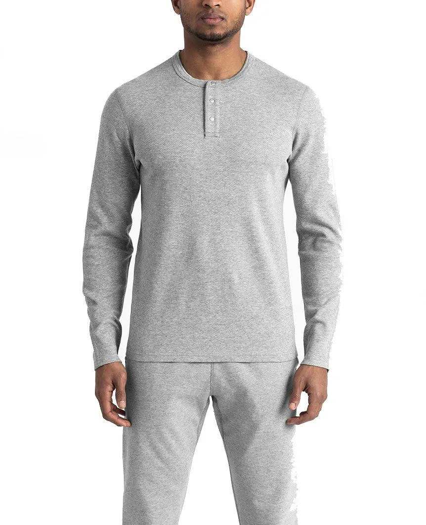 Henley Long Sleeve Mesh Flatback Heather Grey