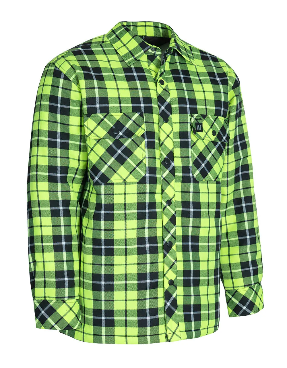 Hi Vis Tartan Plaid Quilt-Lined Flannel Shirt Jacket