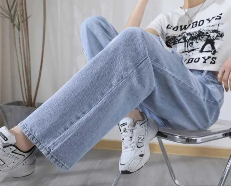 High-Waisted Loose-Fit Ripped Jeans for Women