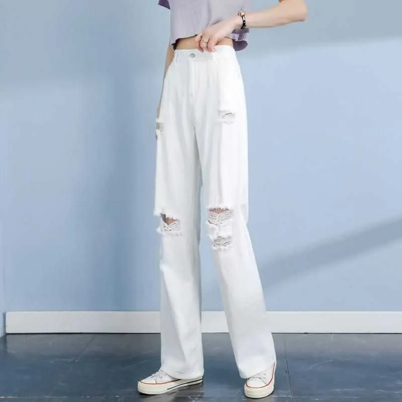 High-Waisted Loose-Fit Ripped Jeans for Women