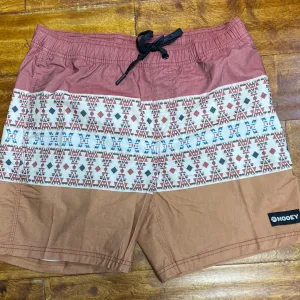 Hooey Orange/Red Pattern Volley Board Shorts.