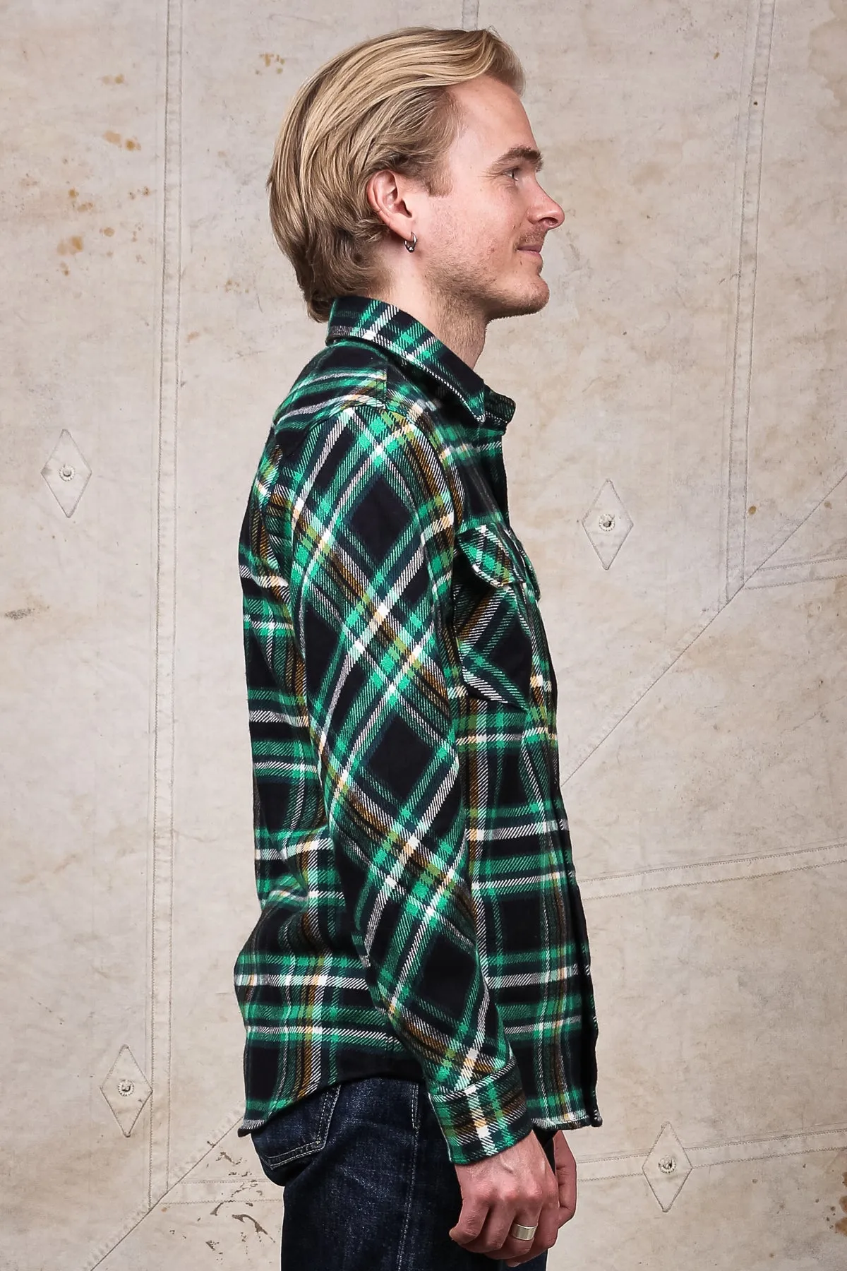 Indigofera Bryson Flannel Check Shirt Black/Green/Yellow