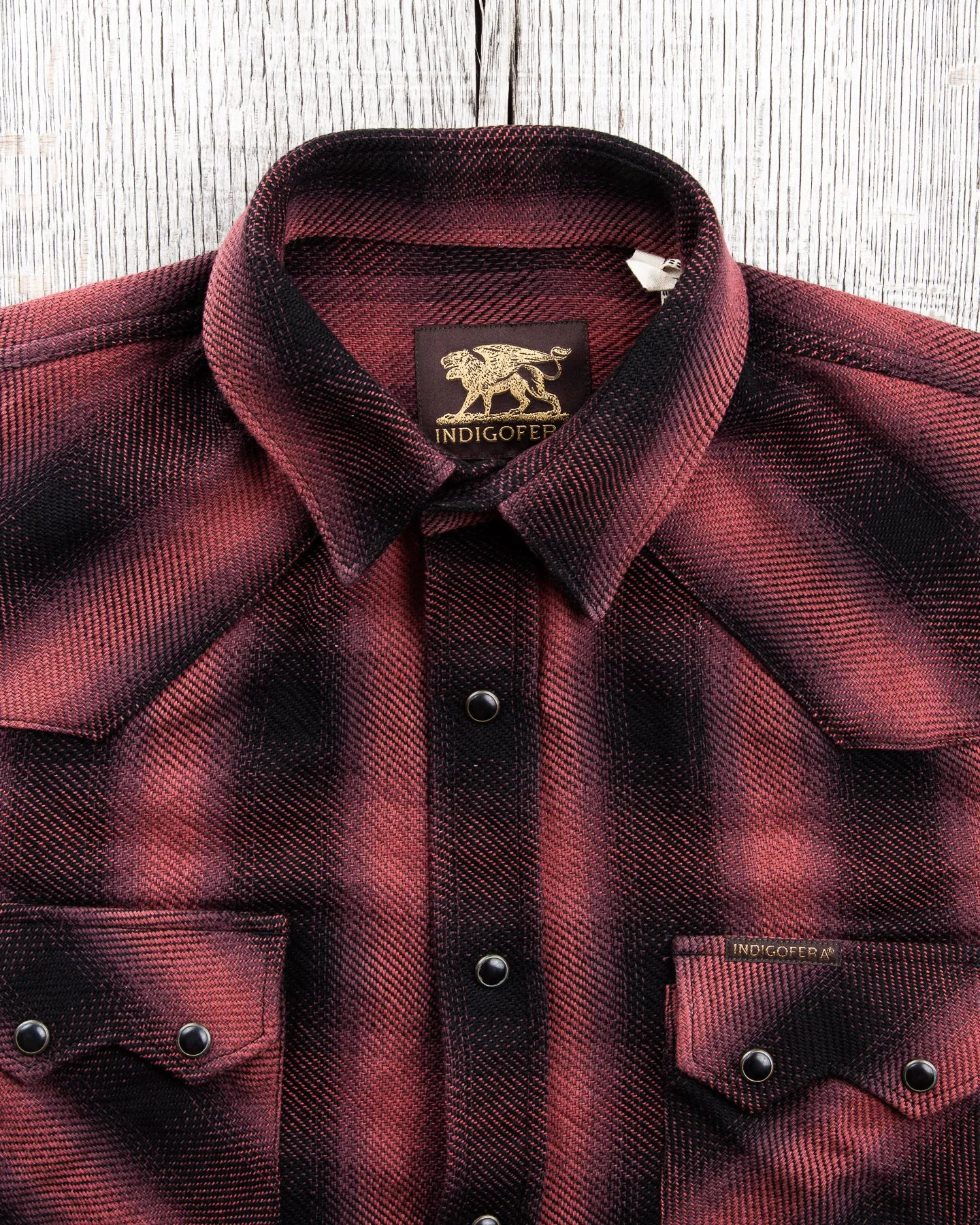 Indigofera Dollard Shirt Heavy Check Burgundy / Black