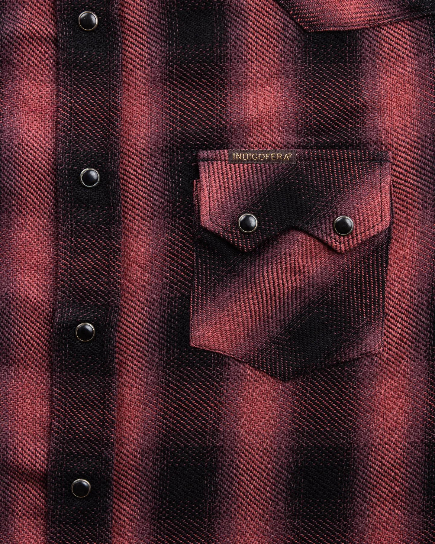 Indigofera Dollard Shirt Heavy Check Burgundy / Black