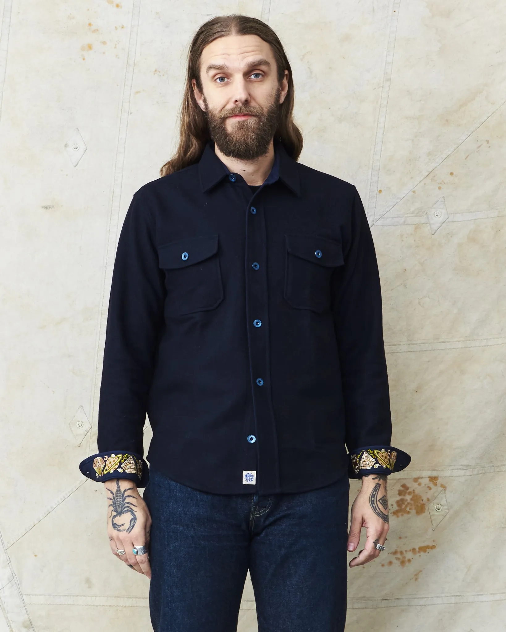 Indigofera Iconic Wool Shirt Dark Navy