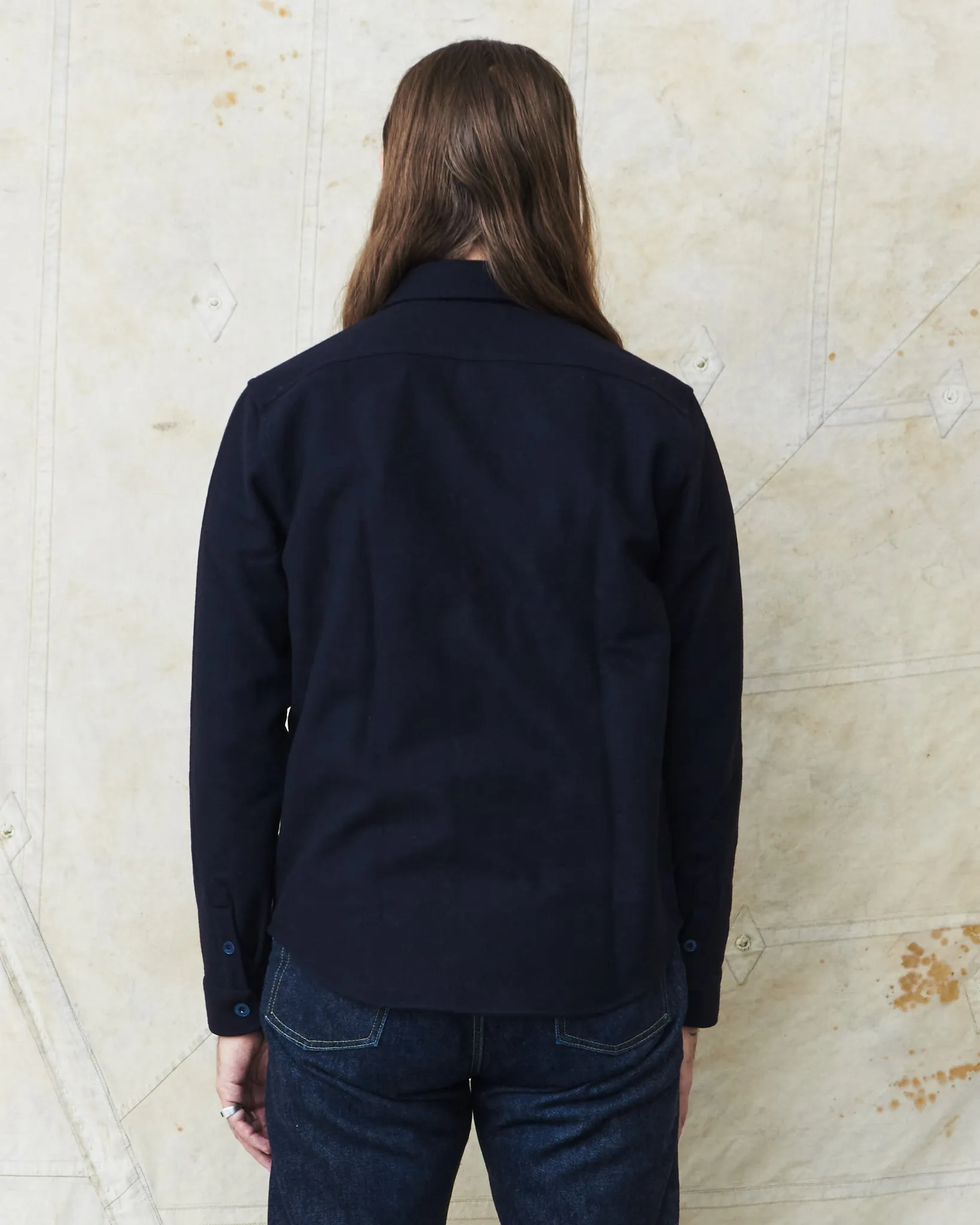 Indigofera Iconic Wool Shirt Dark Navy