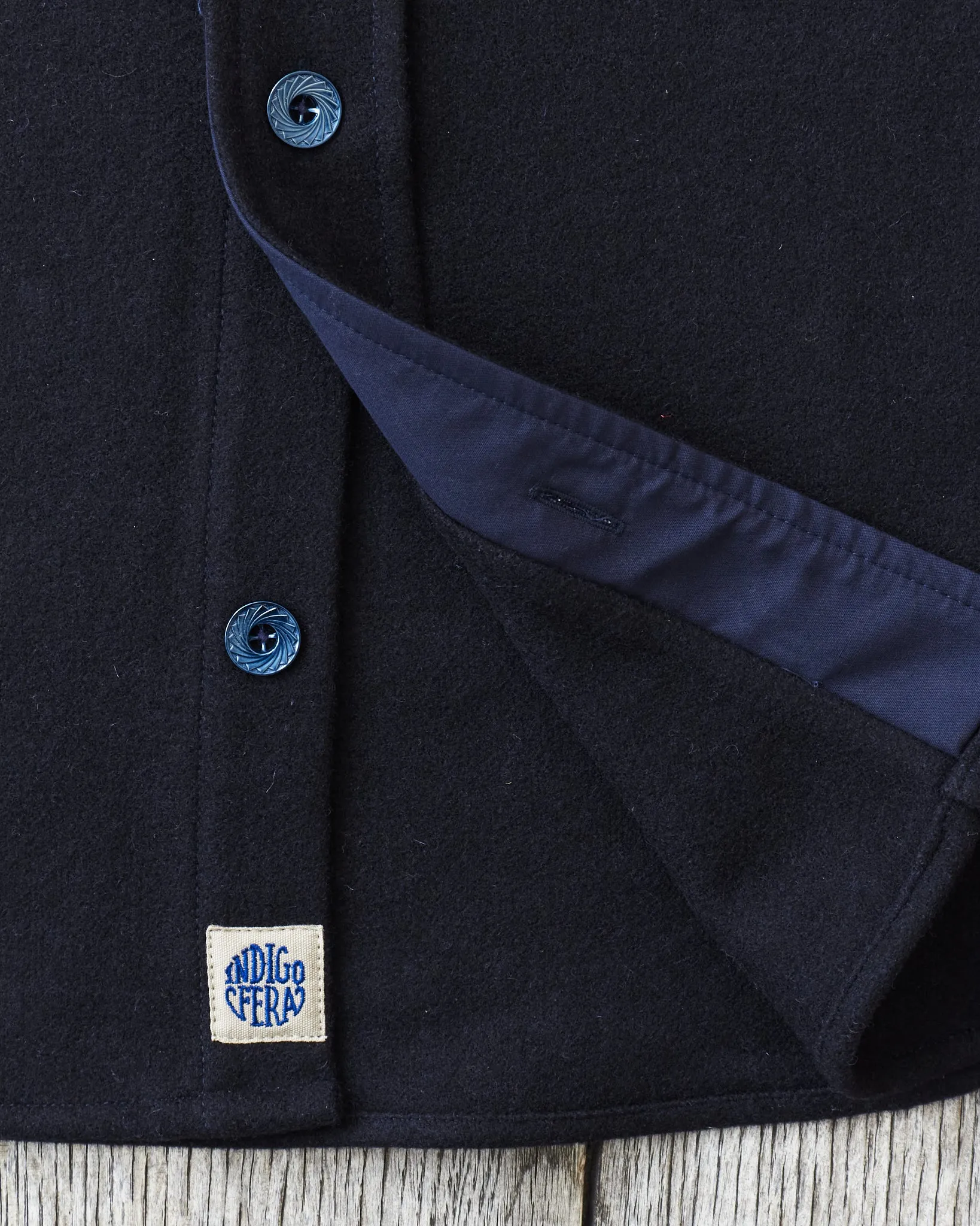Indigofera Iconic Wool Shirt Dark Navy