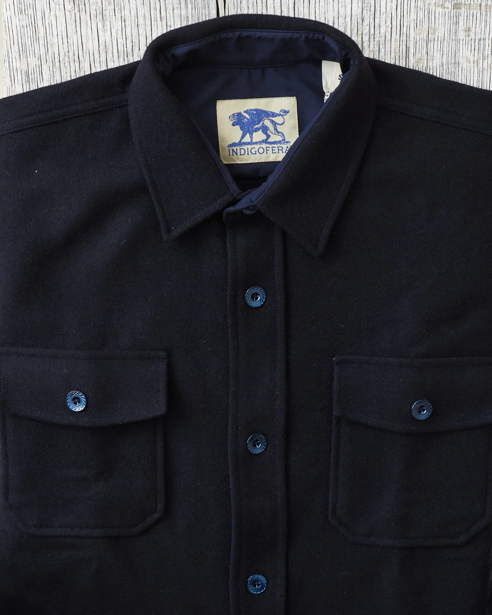 Indigofera Iconic Wool Shirt Dark Navy