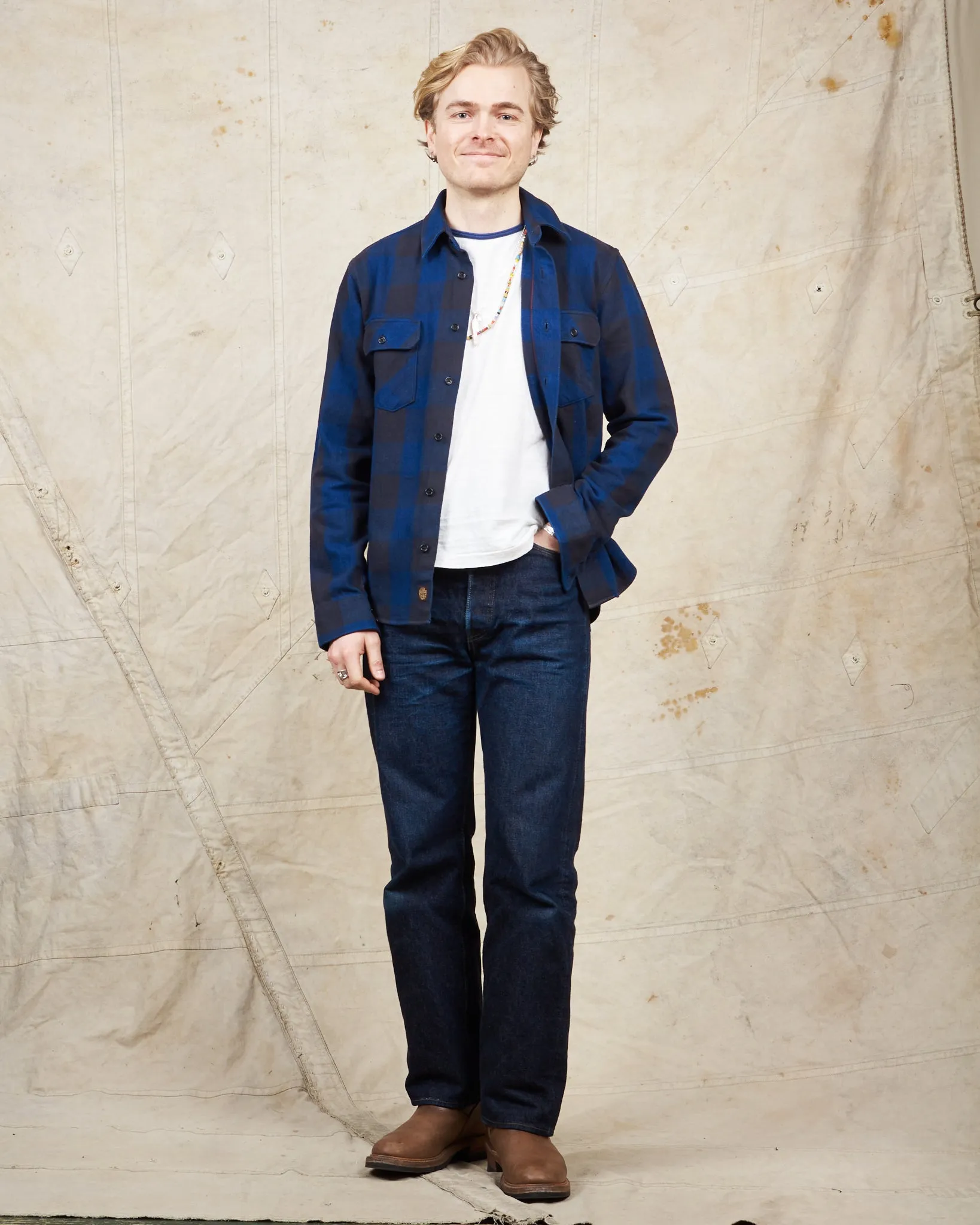 Indigofera Norris Flannel Shirt Black / Indigo
