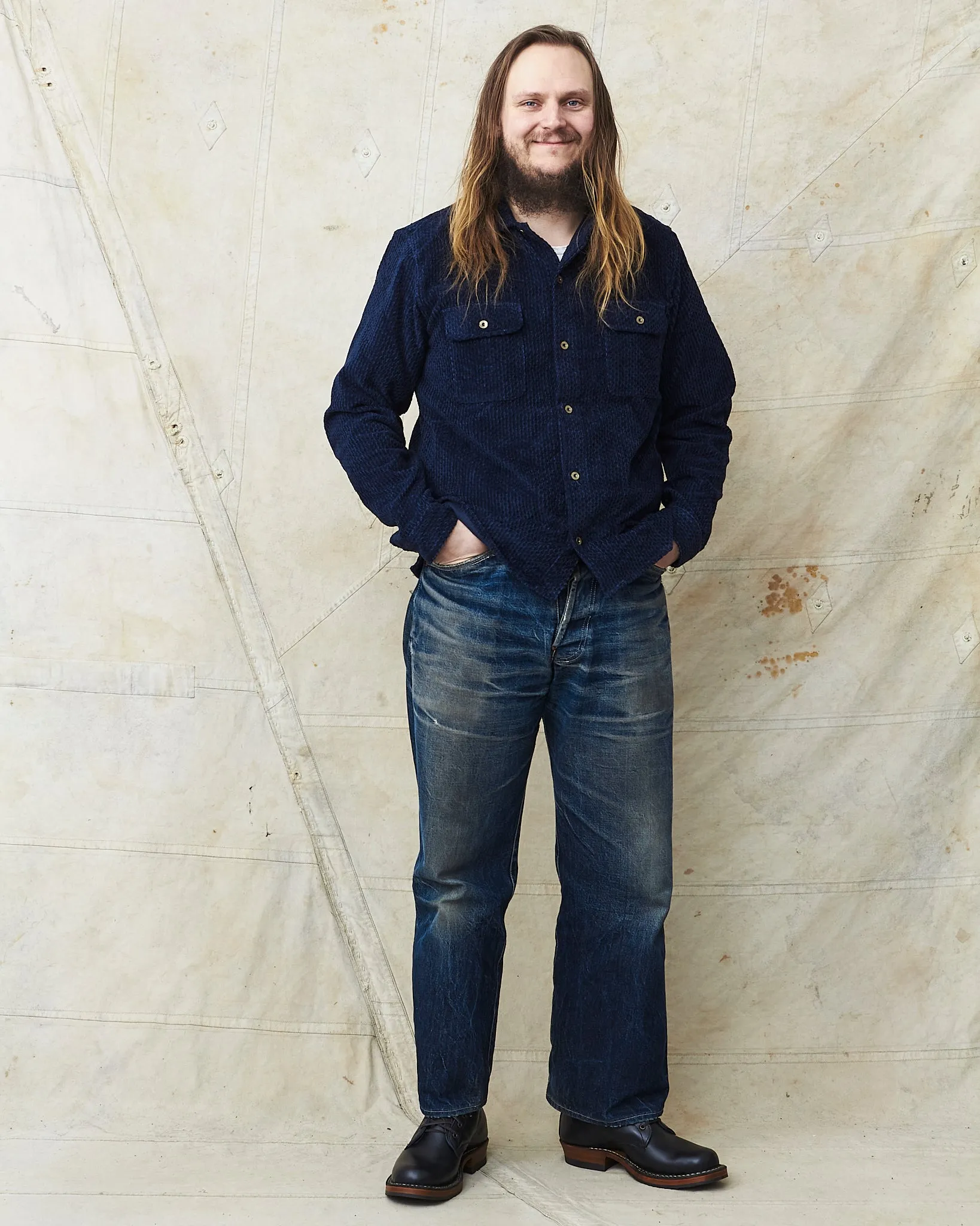 Indigofera Webster Shirt Dobby Corduroy Navy