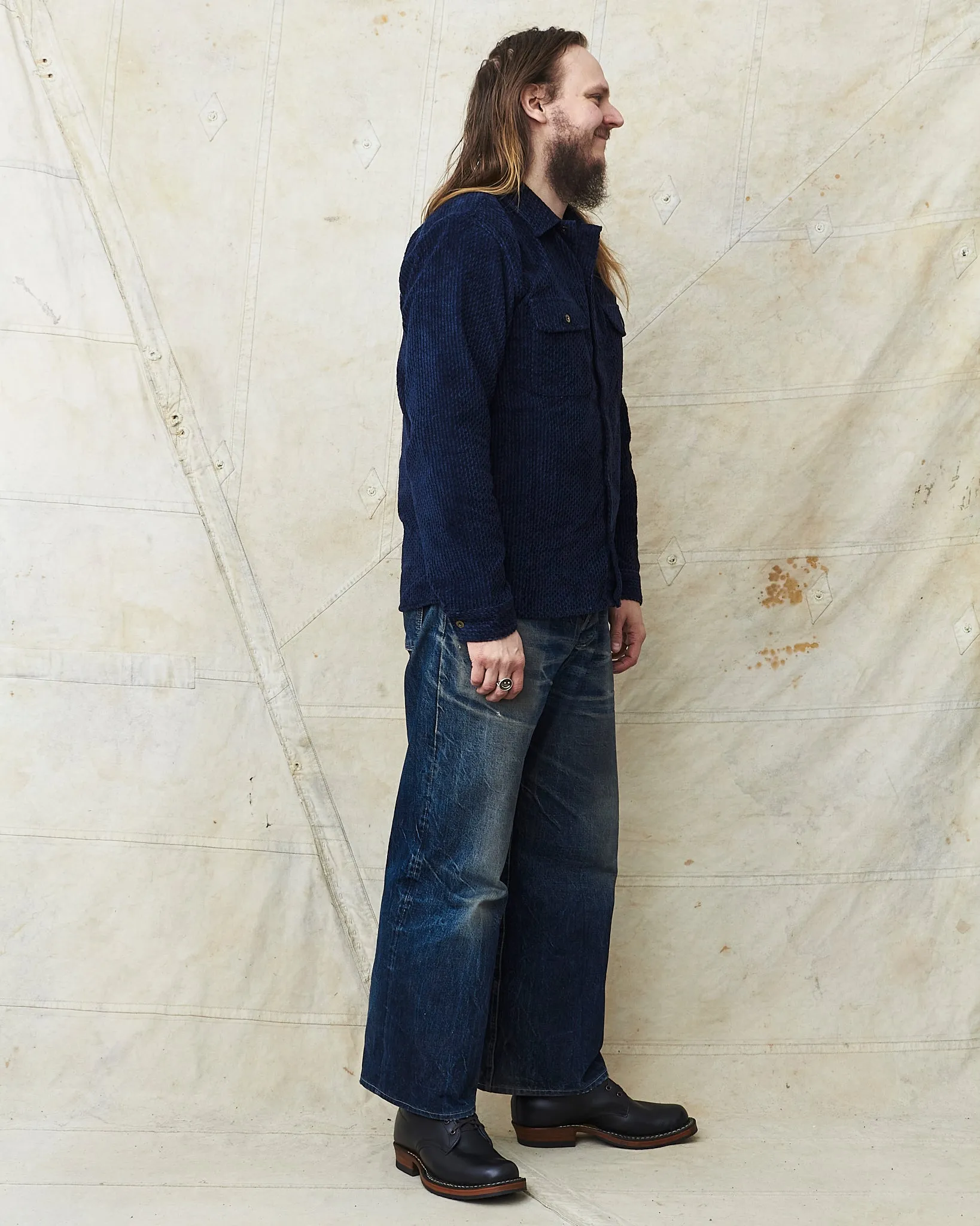 Indigofera Webster Shirt Dobby Corduroy Navy