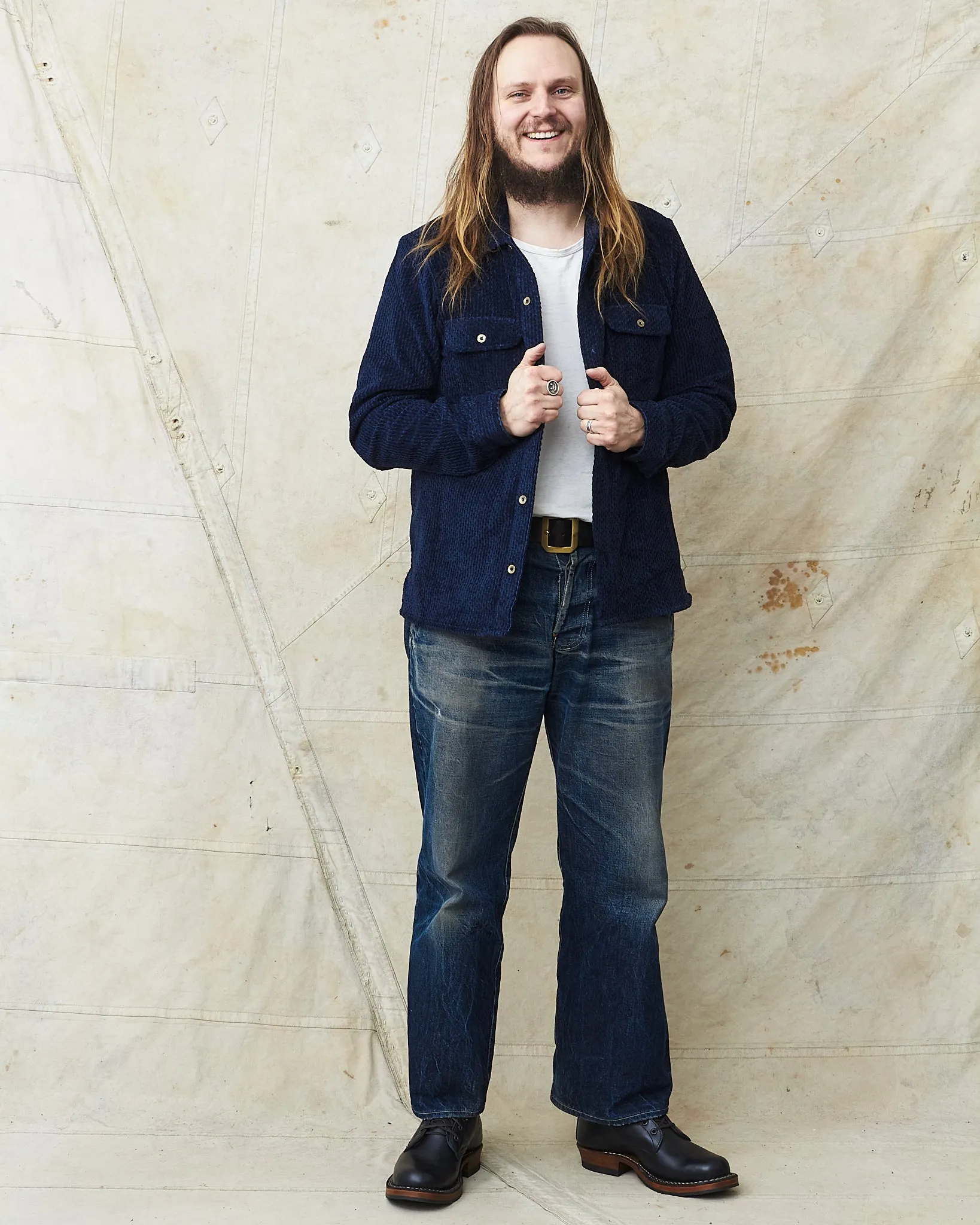 Indigofera Webster Shirt Dobby Corduroy Navy