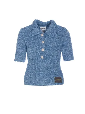 Jewel Button Knit Polo Shirt