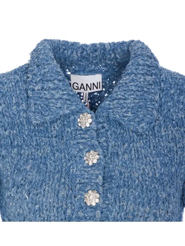 Jewel Button Knit Polo Shirt