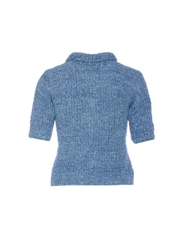 Jewel Button Knit Polo Shirt