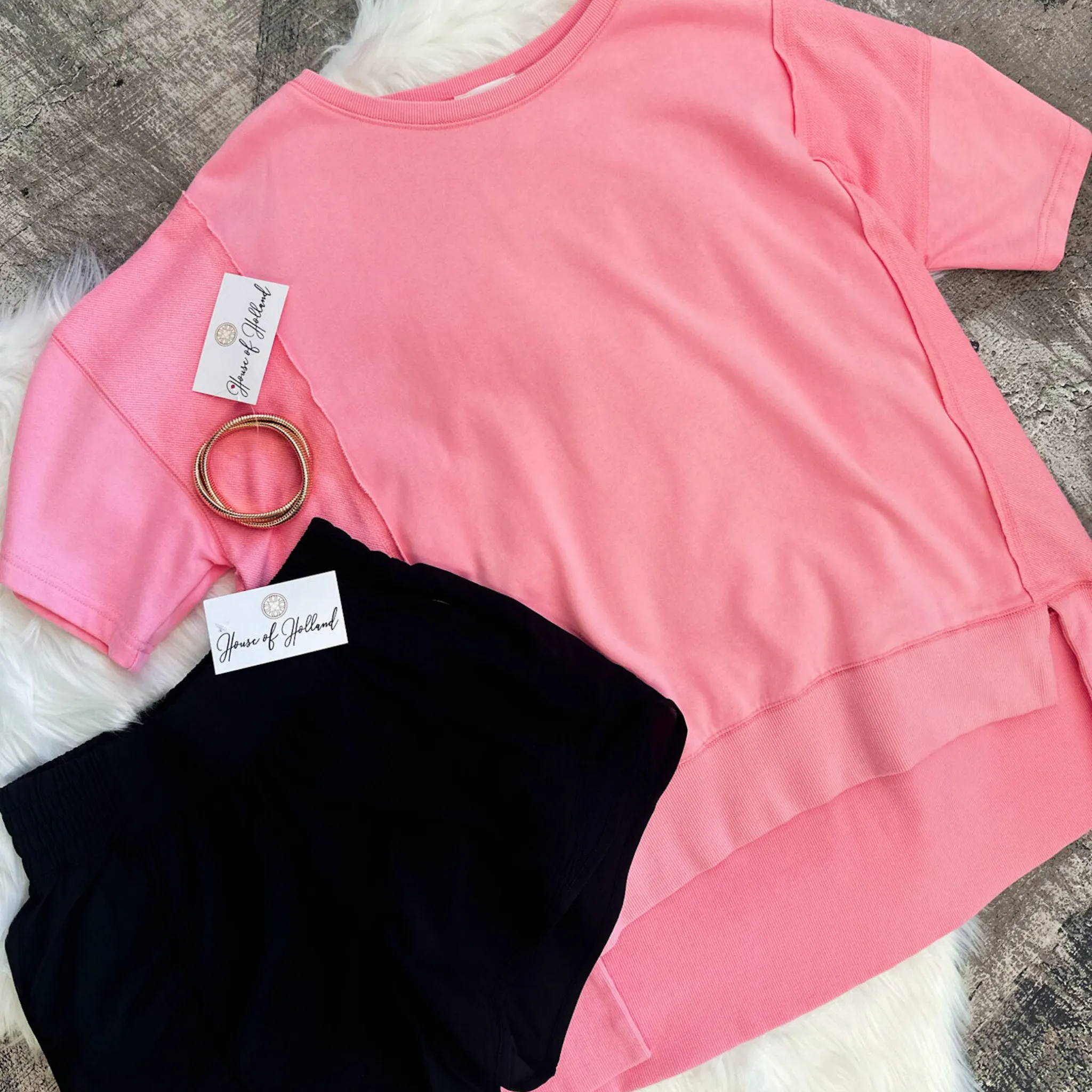 Just Pink Loose Fit French Terry Top
