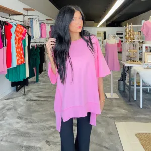 Just Pink Loose Fit French Terry Top