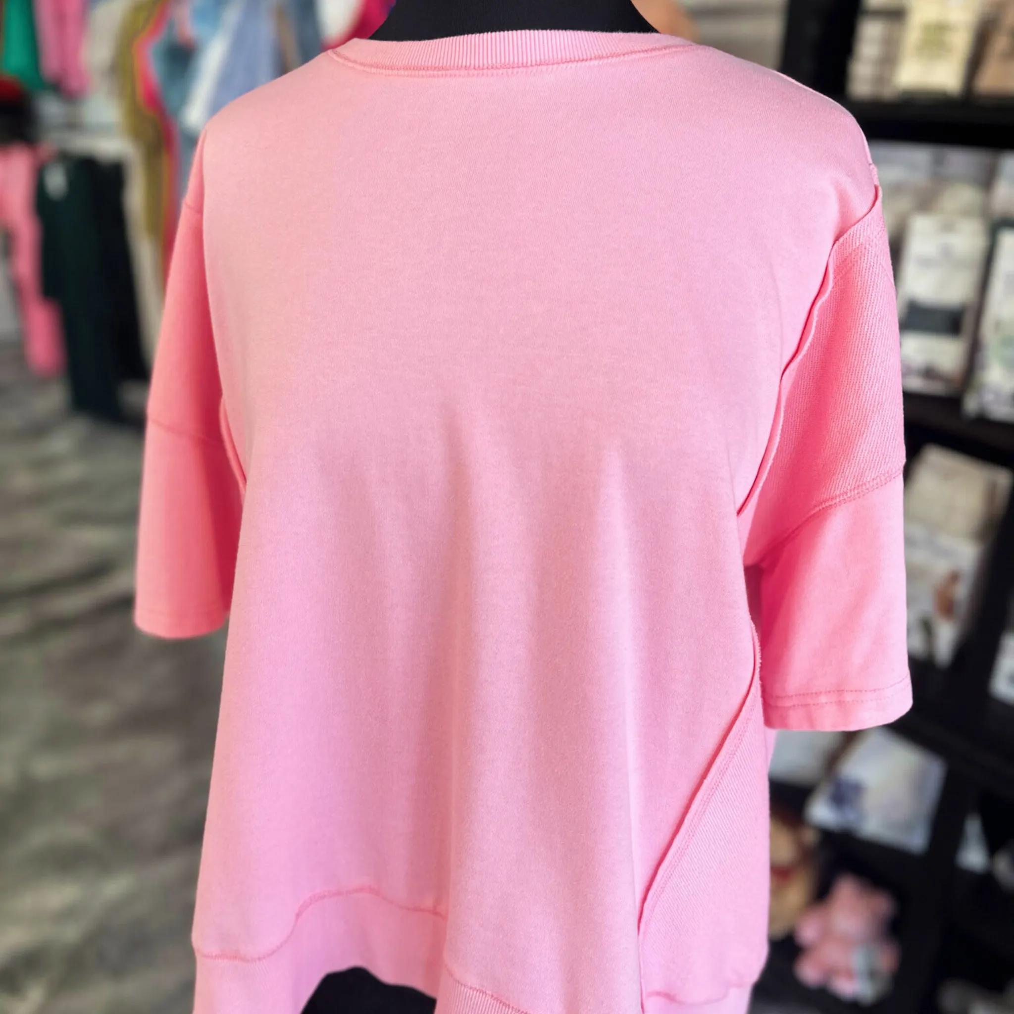 Just Pink Loose Fit French Terry Top