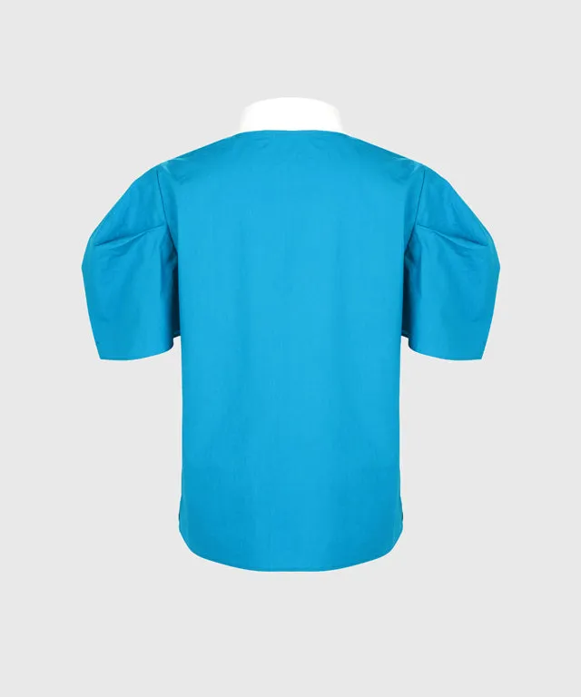 KANDINI Polo Shirts with Balloon Puff sleeves - Blue