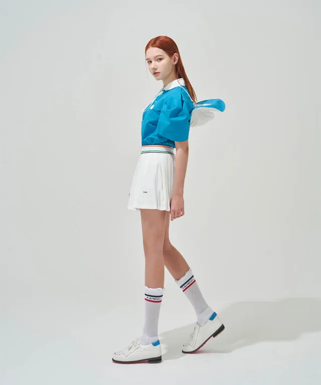 KANDINI Polo Shirts with Balloon Puff sleeves - Blue