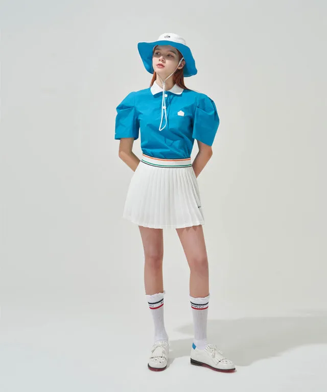 KANDINI Polo Shirts with Balloon Puff sleeves - Blue