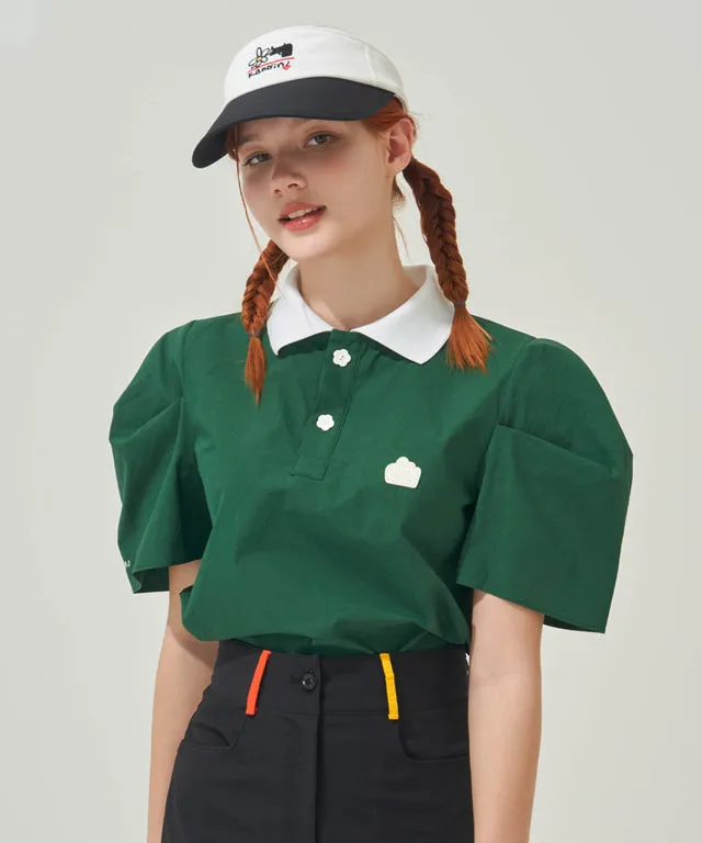 KANDINI Polo Shirts with Balloon Puff sleeves - Green