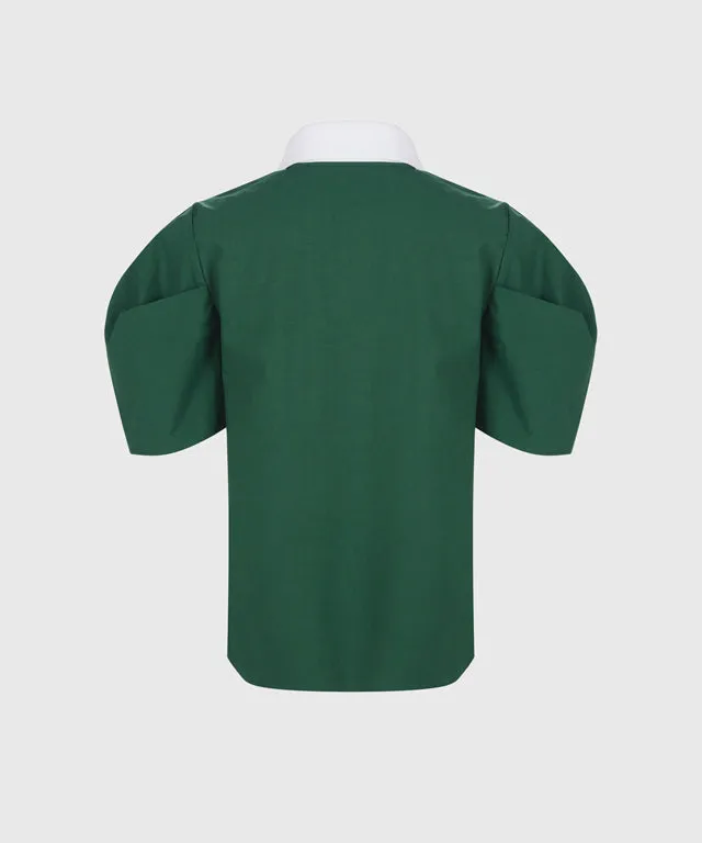KANDINI Polo Shirts with Balloon Puff sleeves - Green