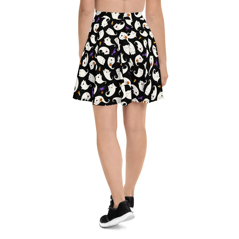 Kawaii Ghost Halloween Skater Skirt
