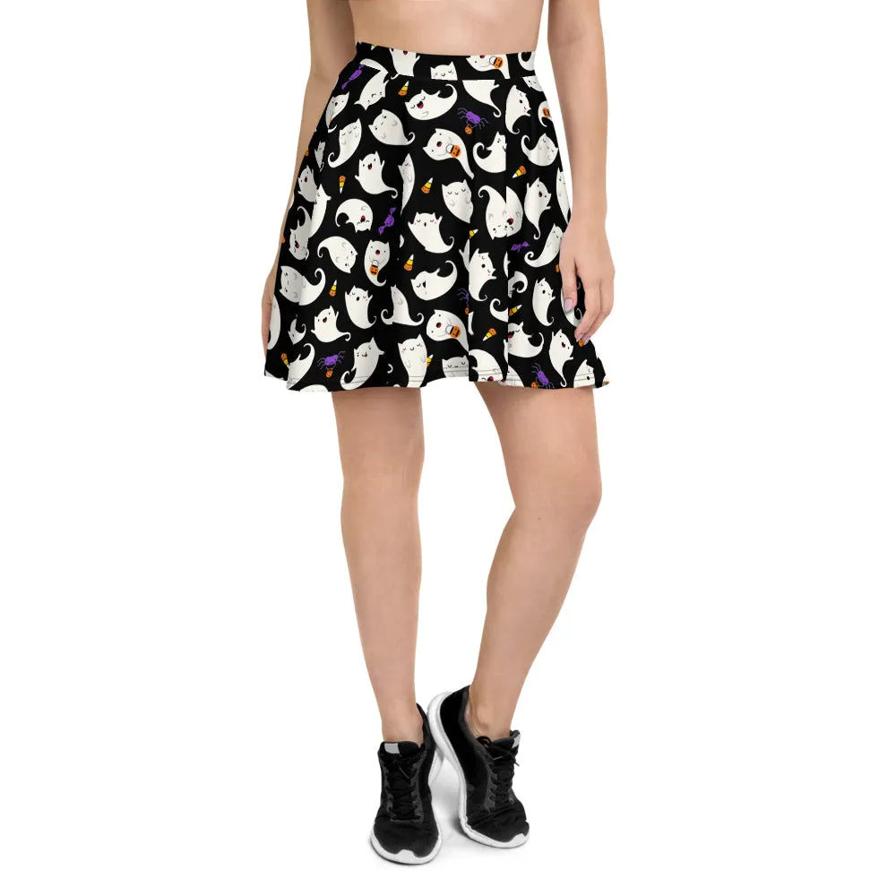 Kawaii Ghost Halloween Skater Skirt