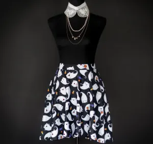Kawaii Ghost Halloween Skater Skirt