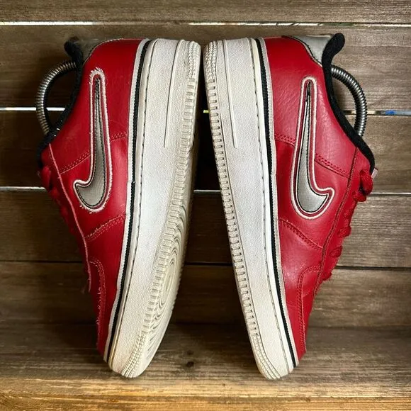 Kids Nike Air Force 1 '07 LV8 Bulls Red Leather Casual Sneakers Shoes Size 6.5 Y