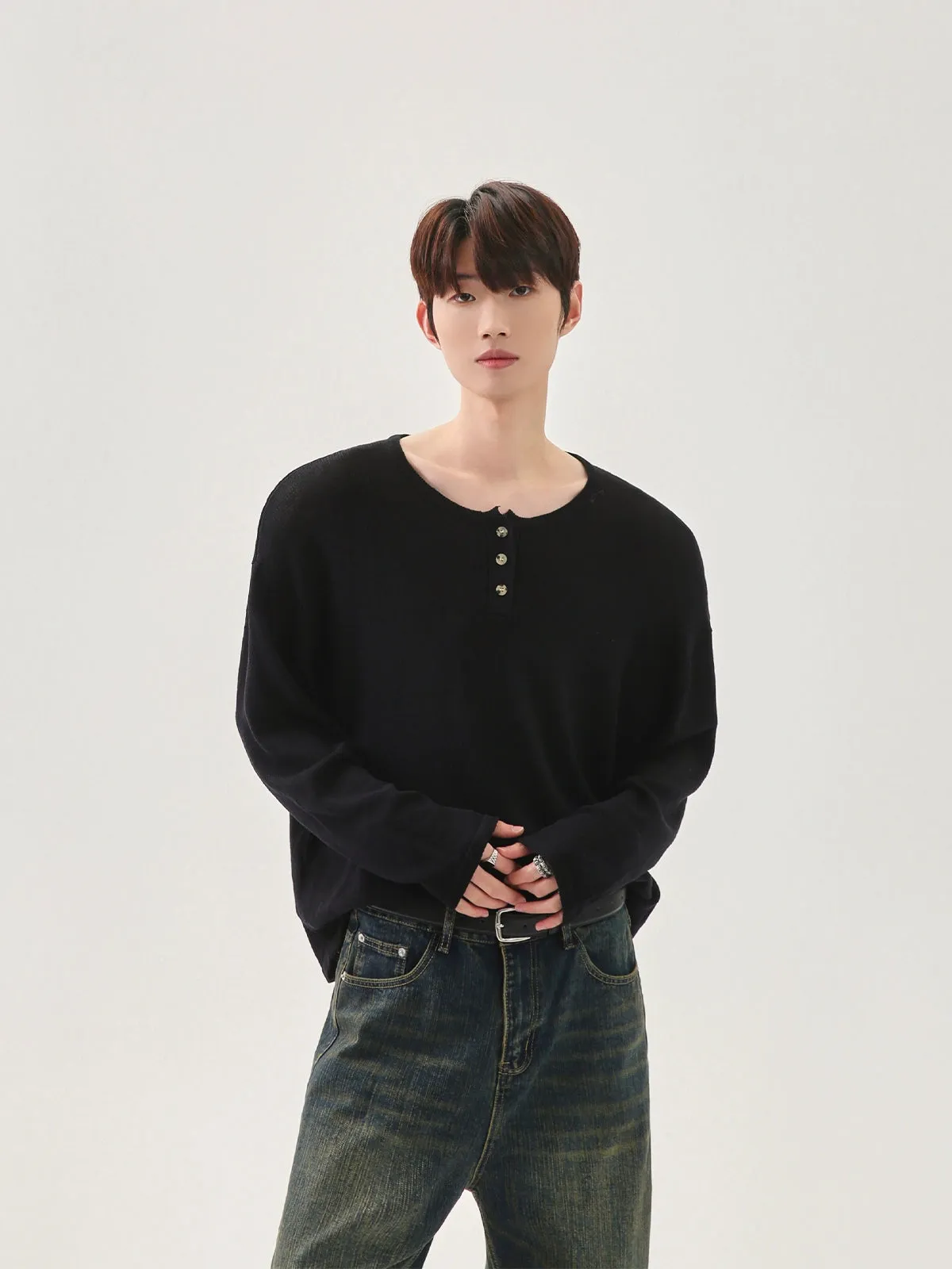 Knitted Henley Shirt