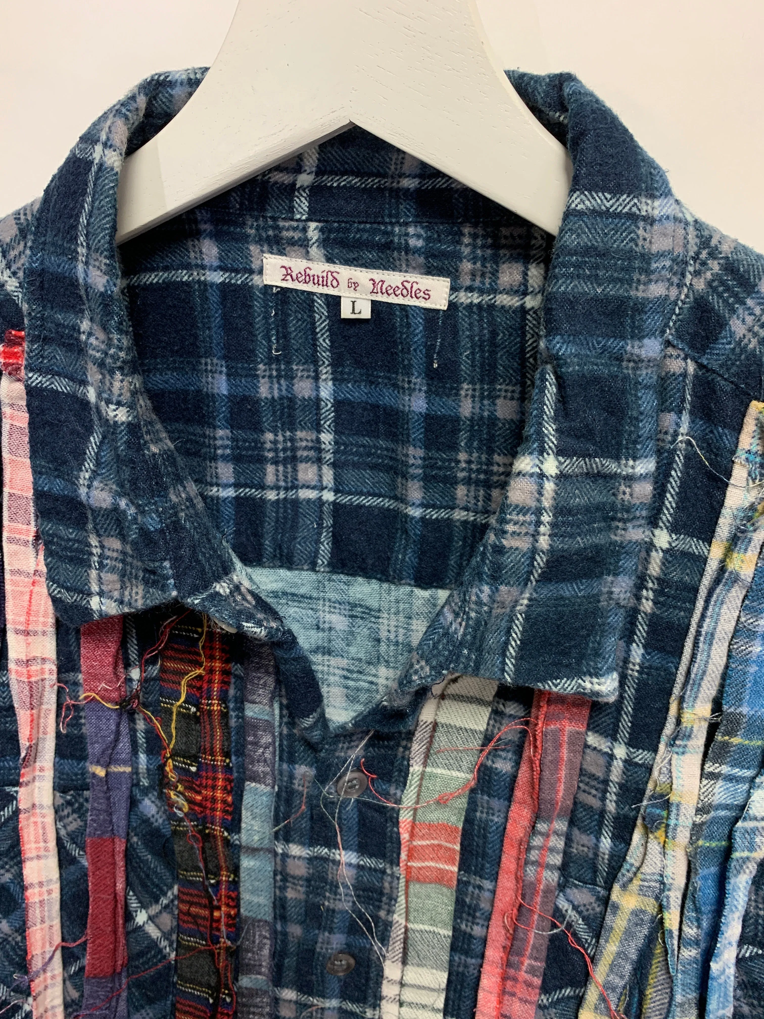 [L] Needles Rebuild Ribbon Cut Flannel Shirt Remake