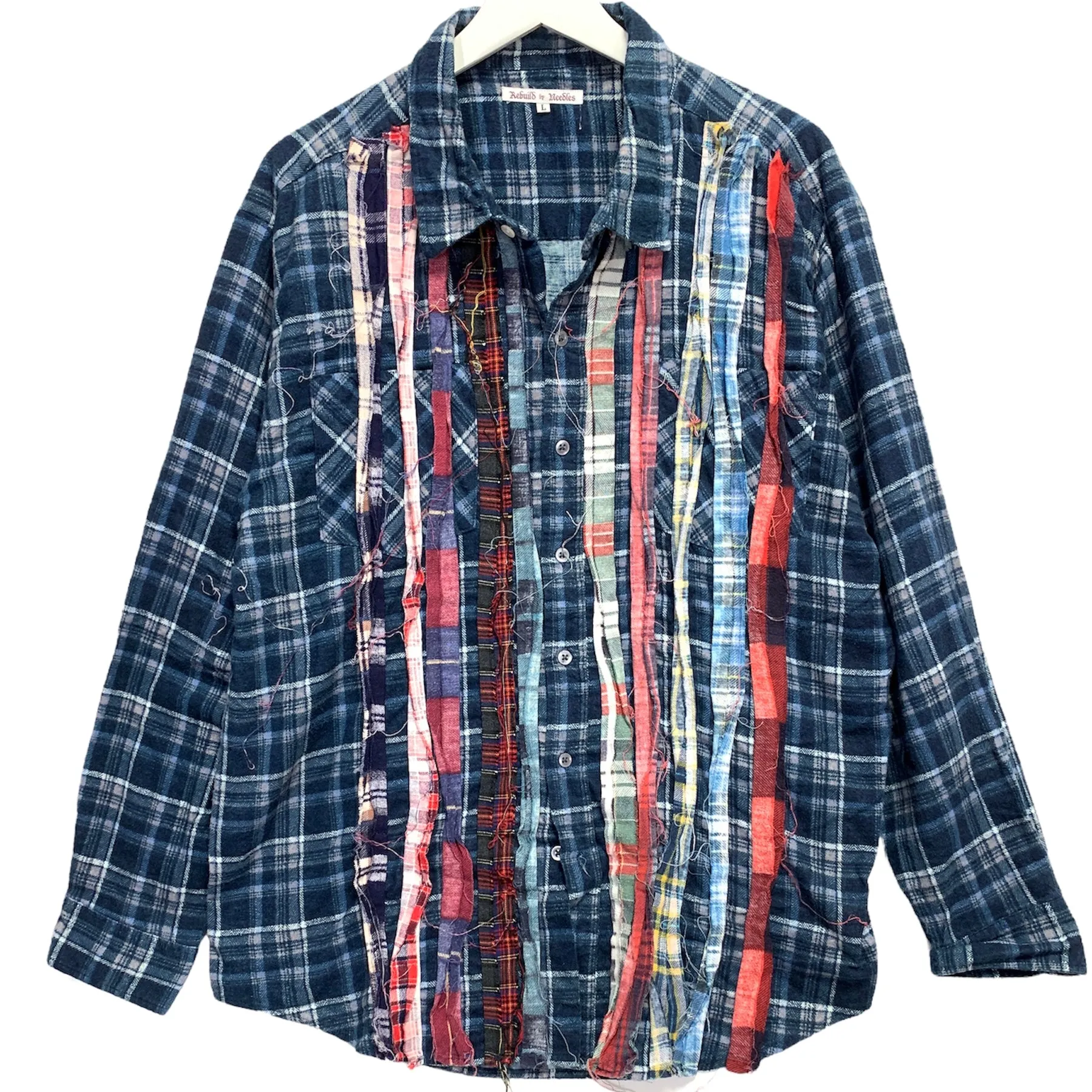 [L] Needles Rebuild Ribbon Cut Flannel Shirt Remake