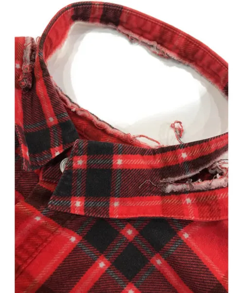[L] Undercover SS03 Scab Flannel Shirt Red
