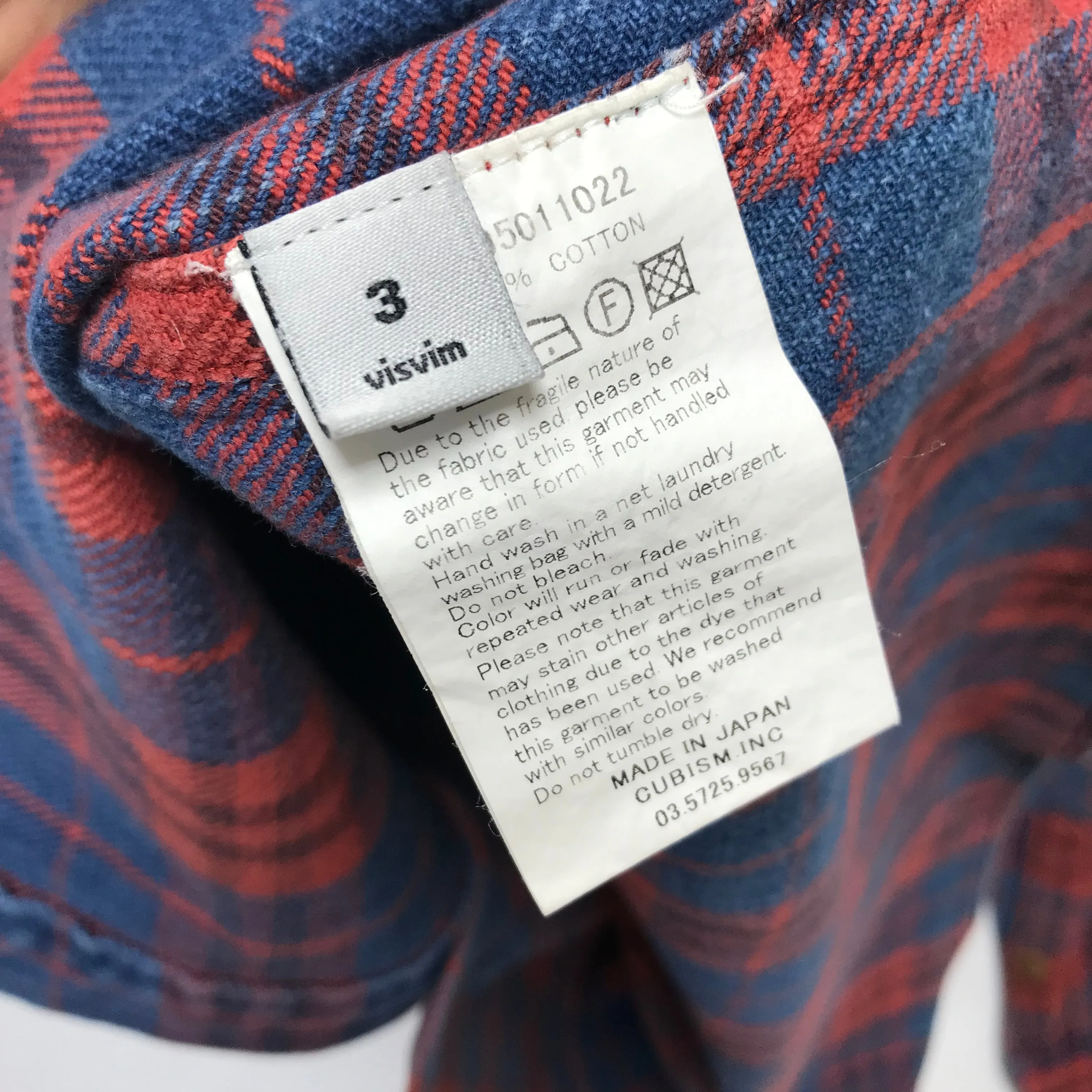 [L] VISVIM 14AW Black Elk Indigo Check Flannel Shirt