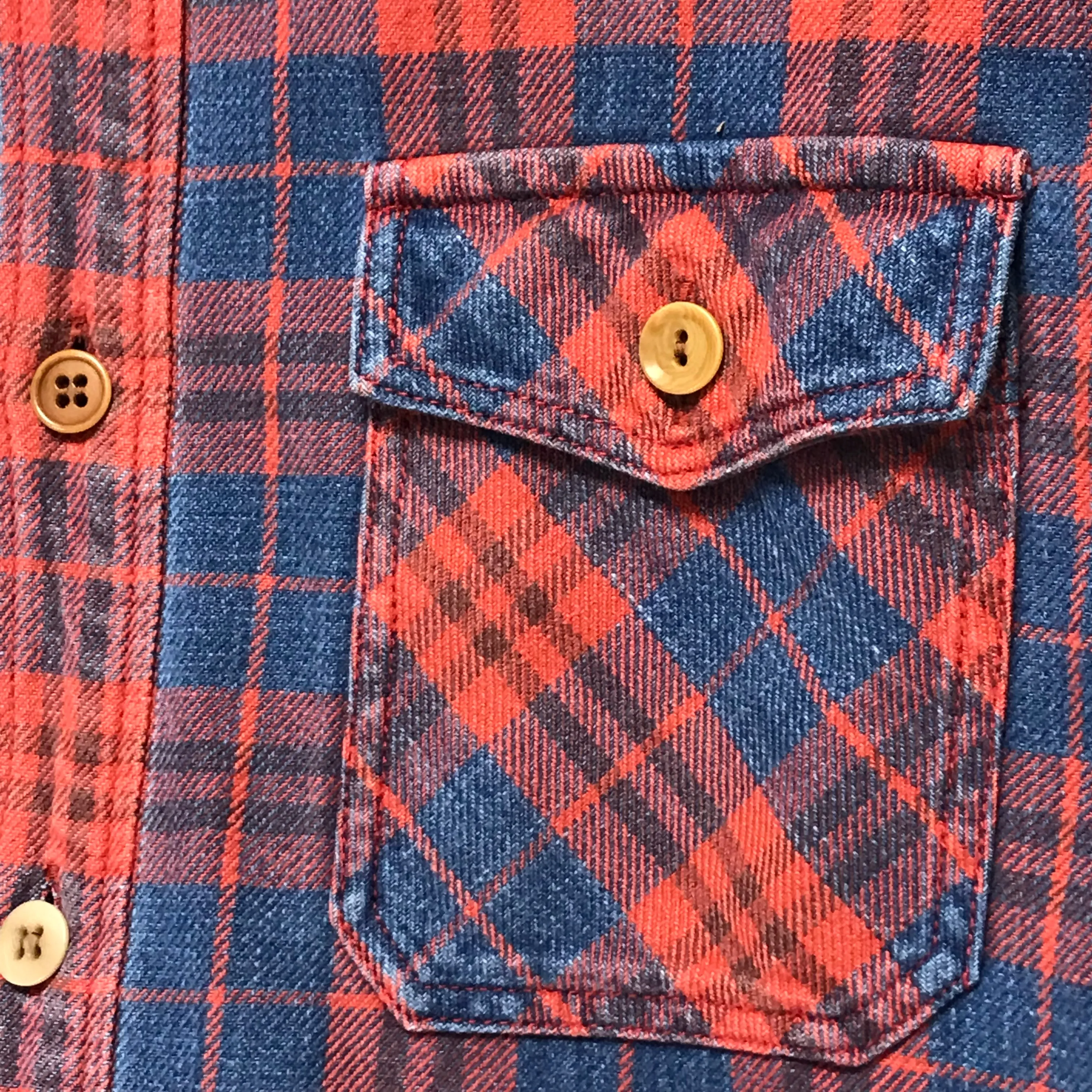 [L] VISVIM 14AW Black Elk Indigo Check Flannel Shirt