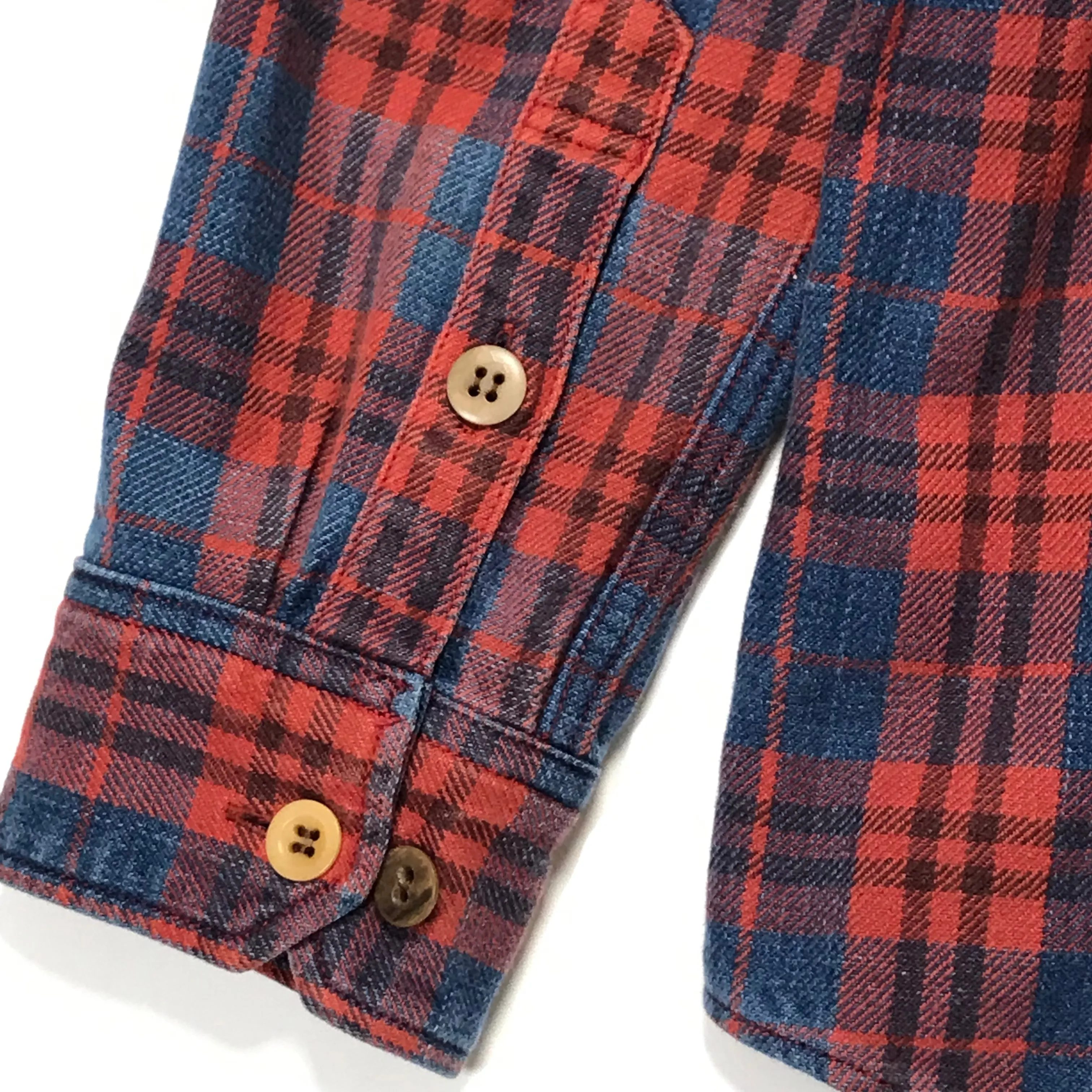 [L] VISVIM 14AW Black Elk Indigo Check Flannel Shirt