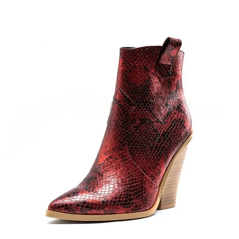 Ladies Fashion Catwalk Snake-print Stone-print Boots