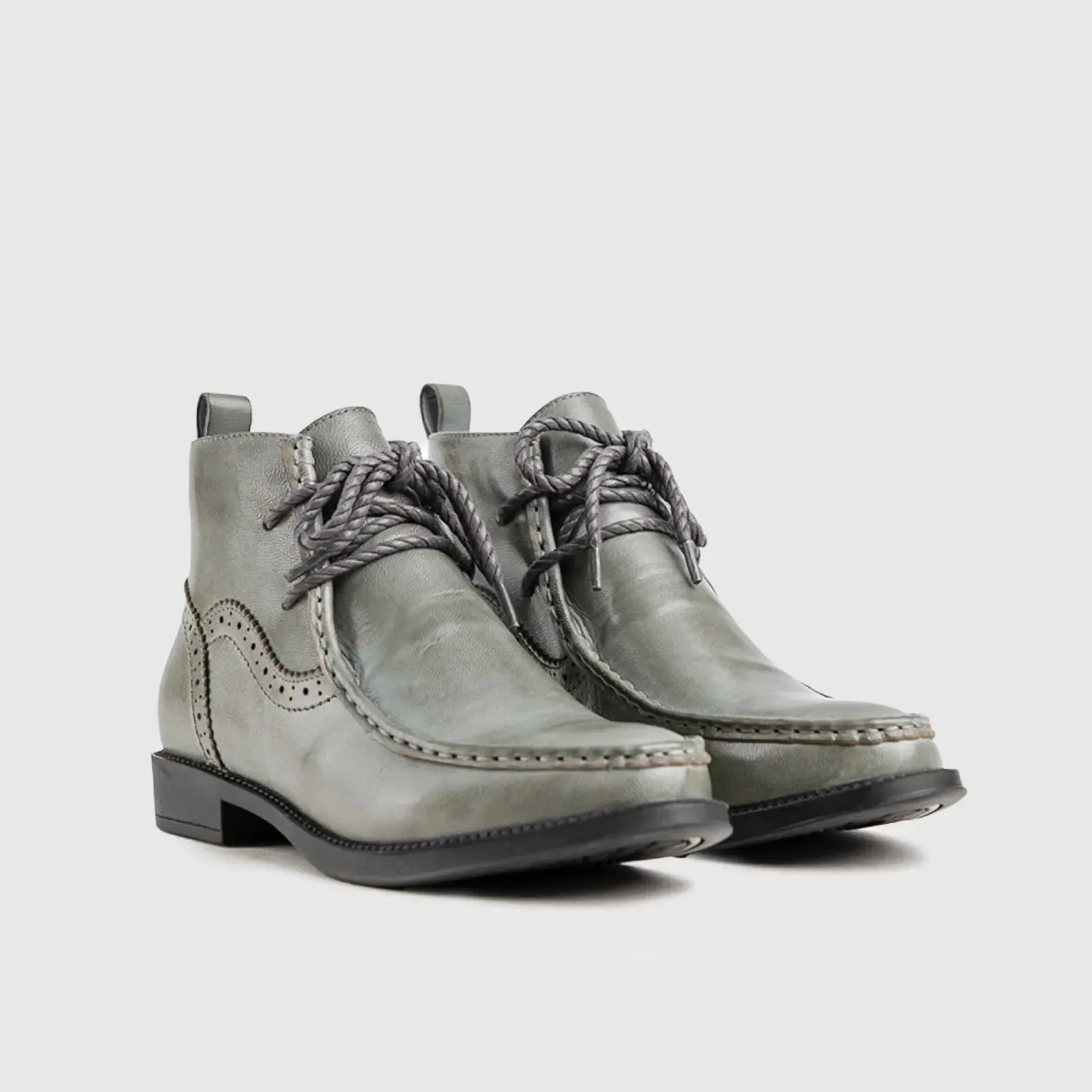 Leather Ankle Boots Grey HA020