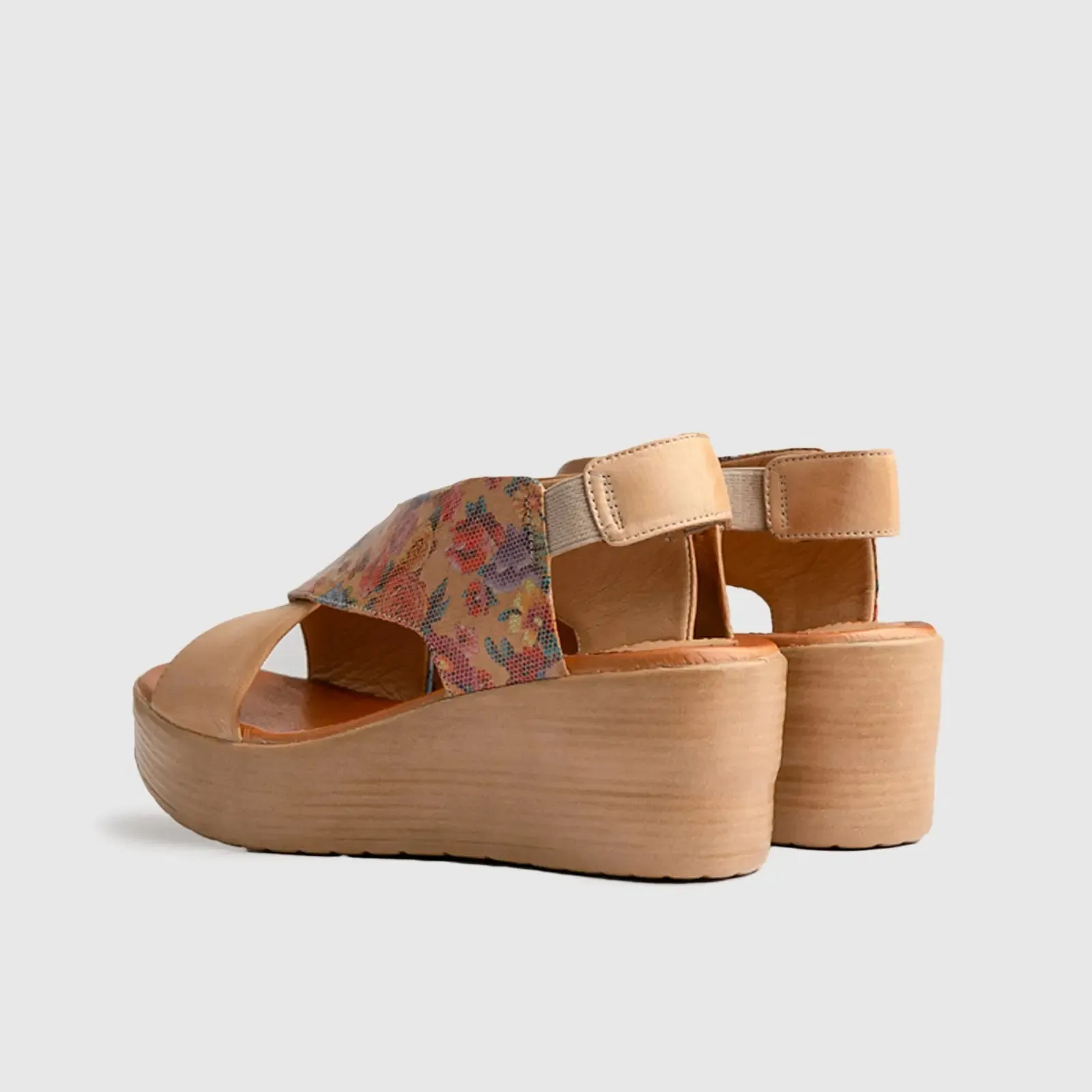 Leather Comfort Wedges Beige Multi 9010