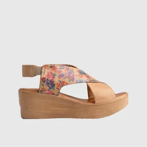 Leather Comfort Wedges Beige Multi 9010