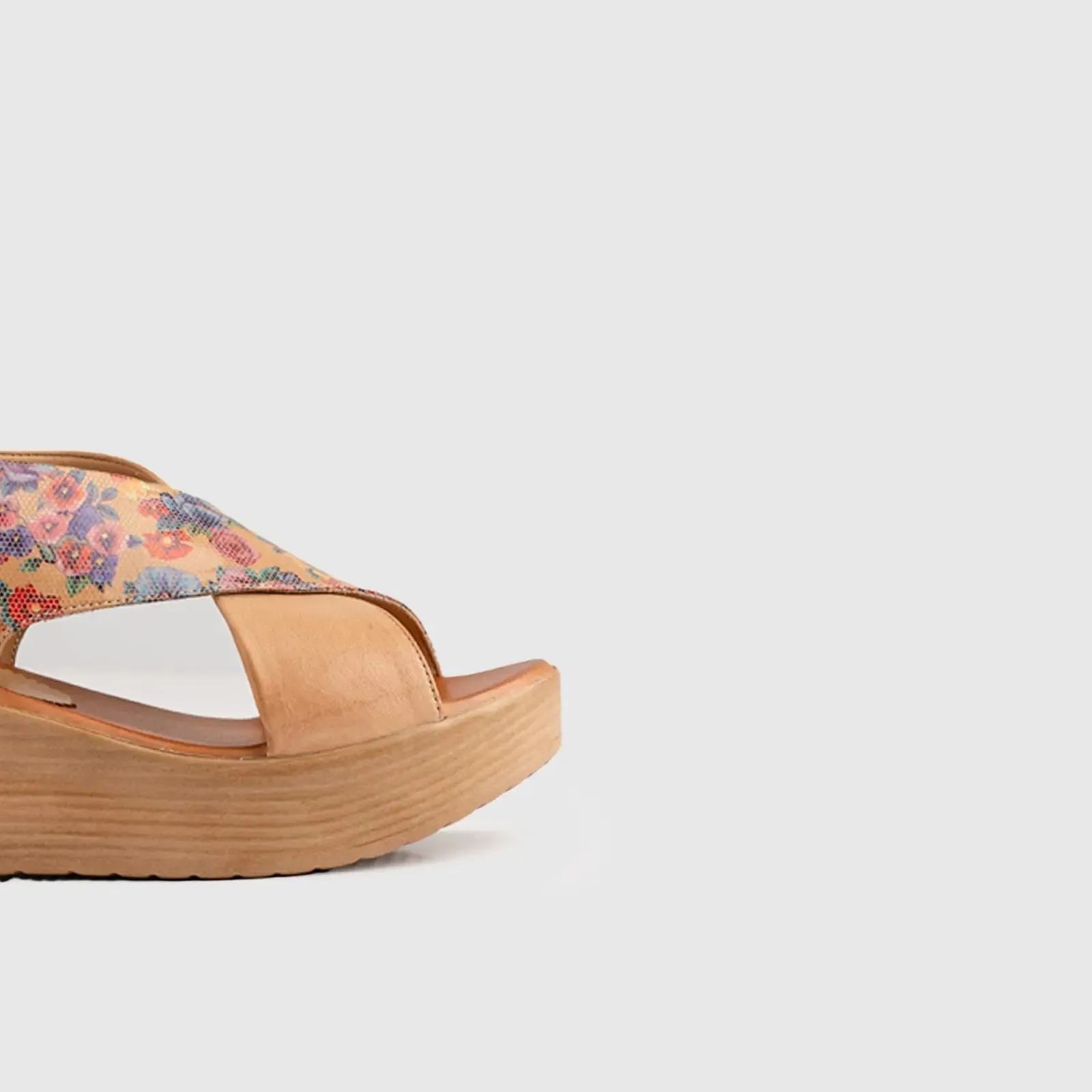Leather Comfort Wedges Beige Multi 9010