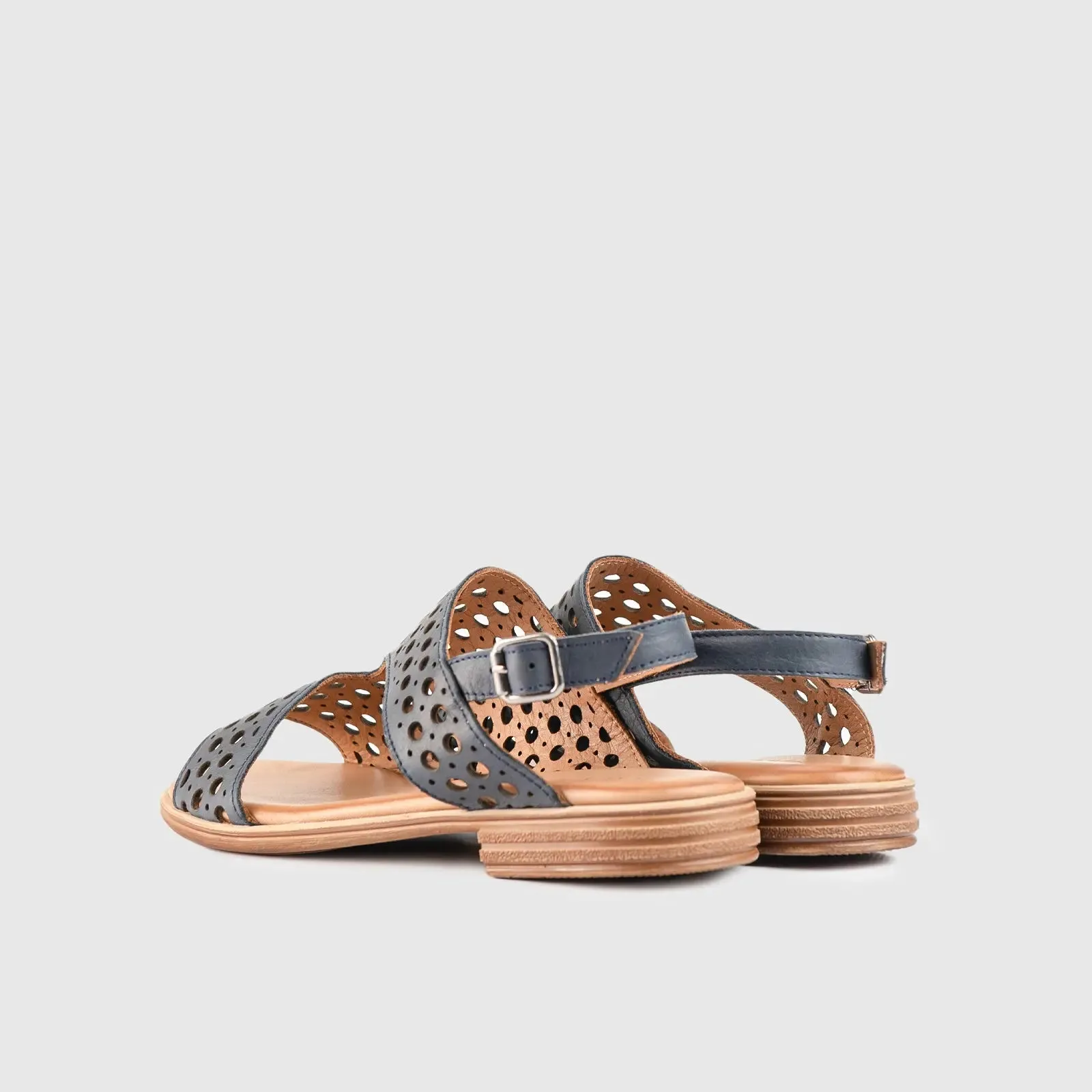 Leather Flat Comfort Sandals Navy 8625