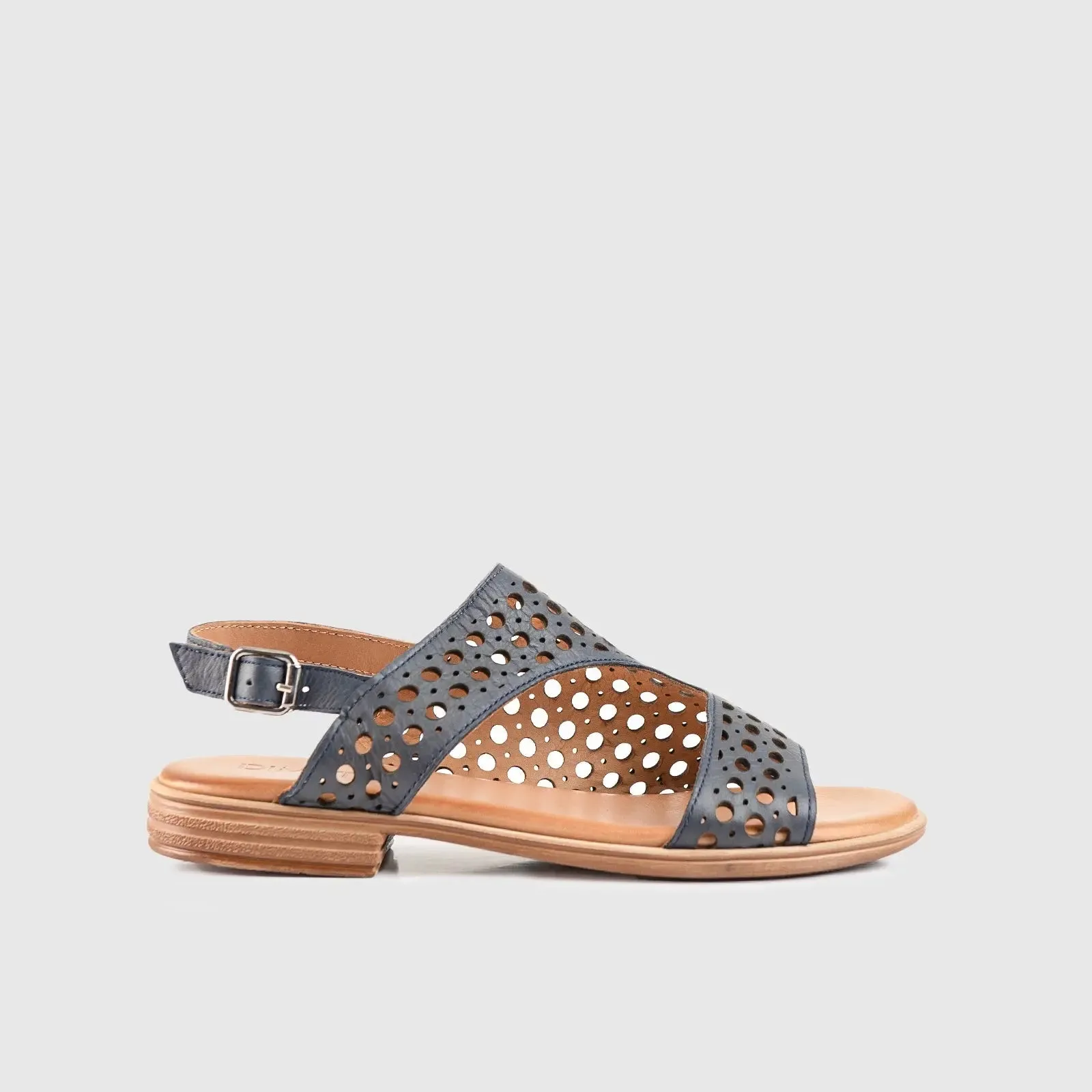 Leather Flat Comfort Sandals Navy 8625