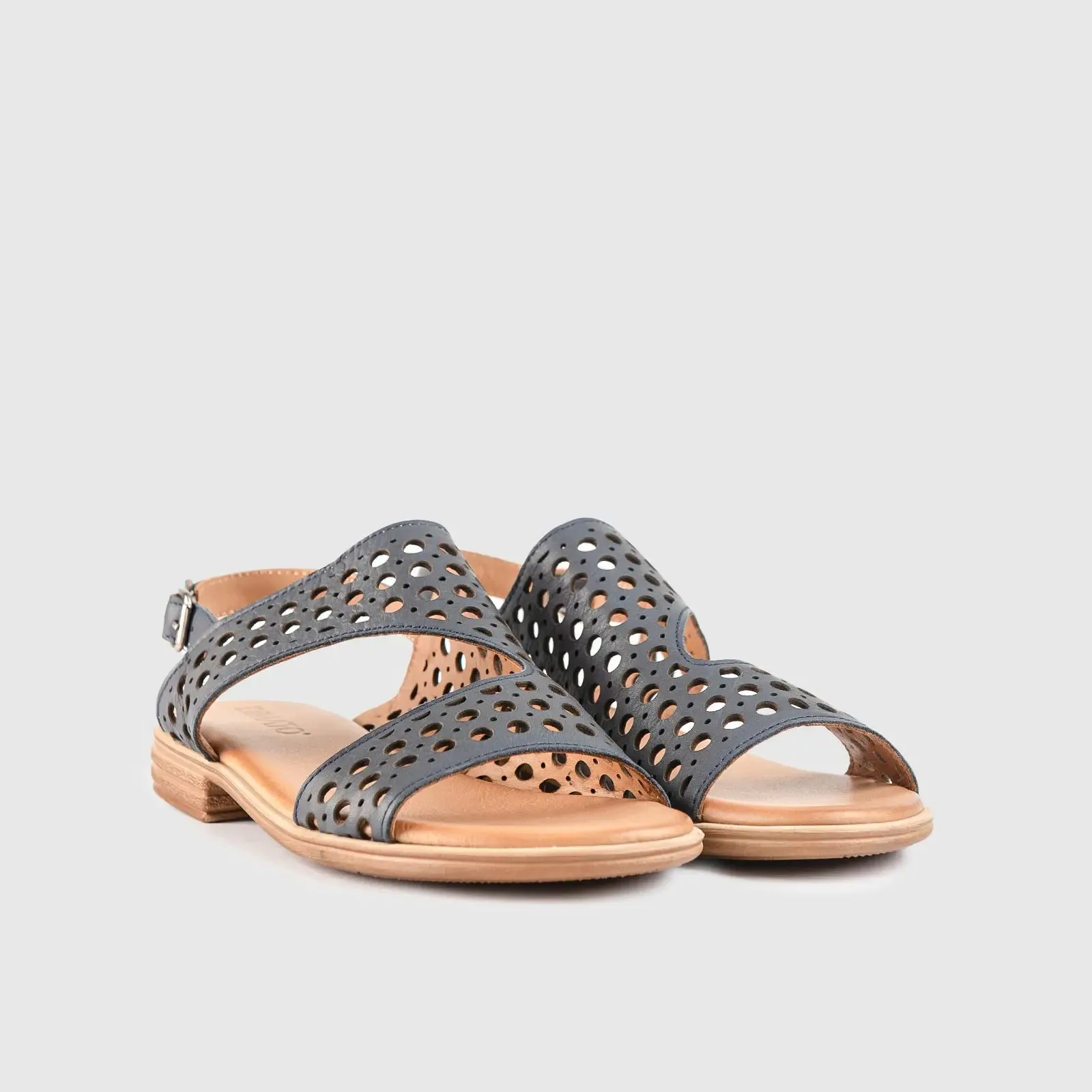 Leather Flat Comfort Sandals Navy 8625