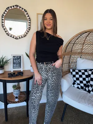 LEOPARD DENIM PANTS