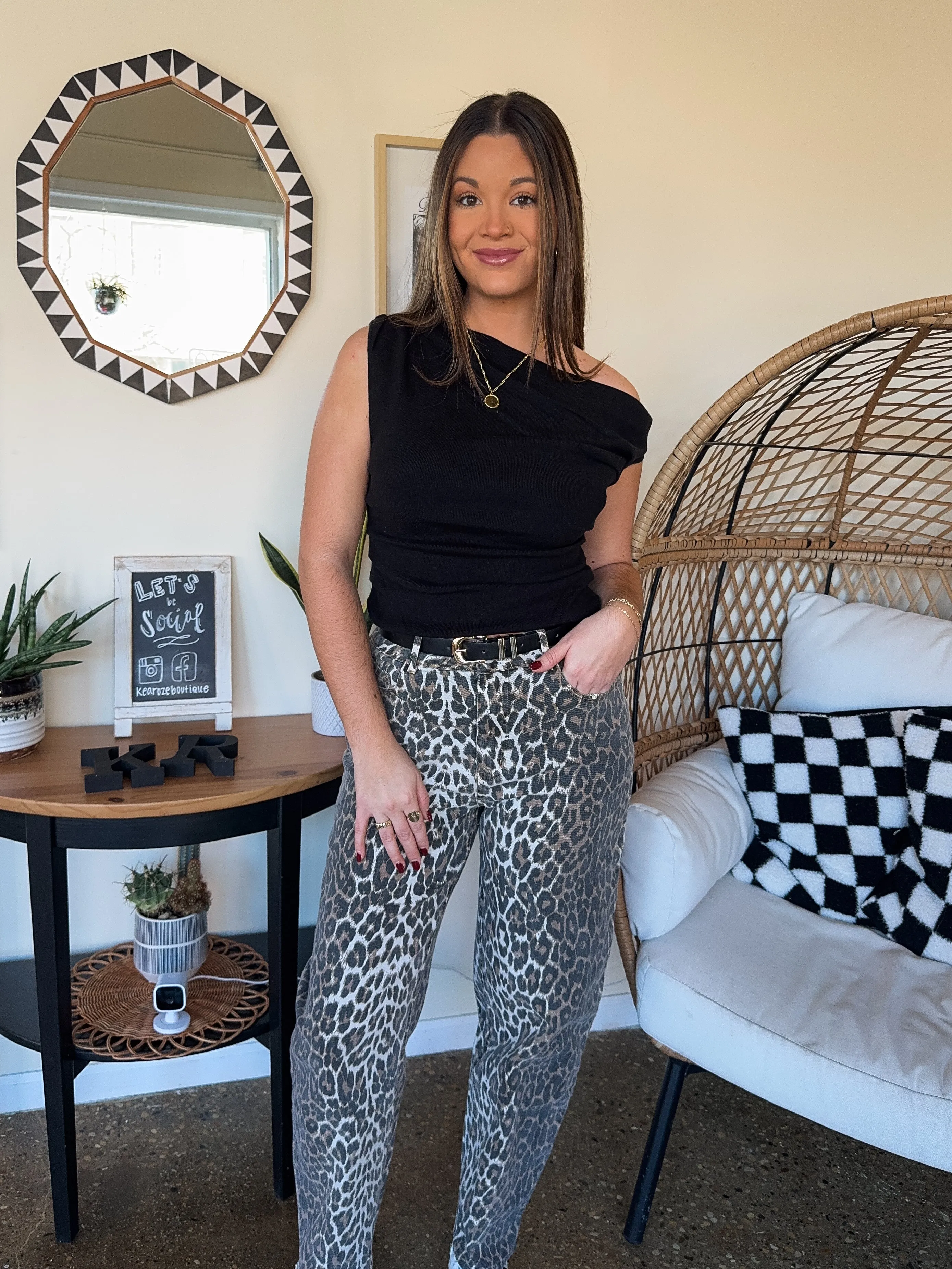 LEOPARD DENIM PANTS
